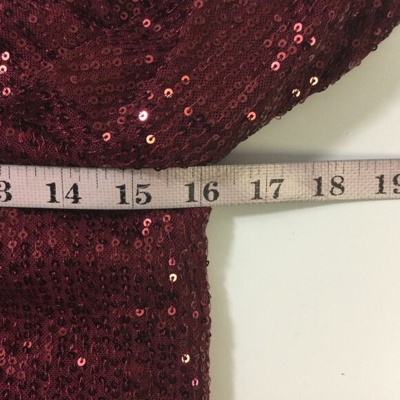 LULU'S SZ S Dancing Diva Wine Red Sequin One-Shoulder Bodysuit NEW B96 - Picture 6 of 10